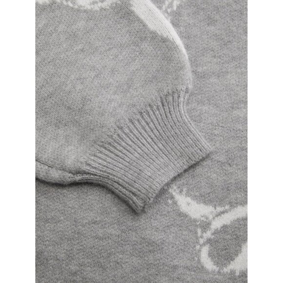 Women’s Grey CIDER One Shoulder Bowknot Knit Pullover Sweater - Picture 4 of 6